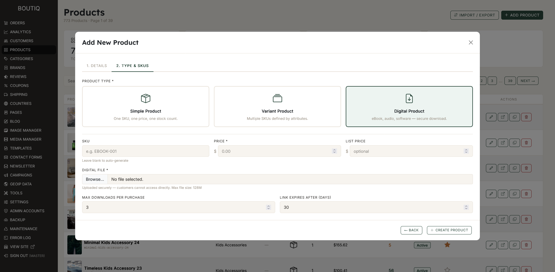 admin add egood product