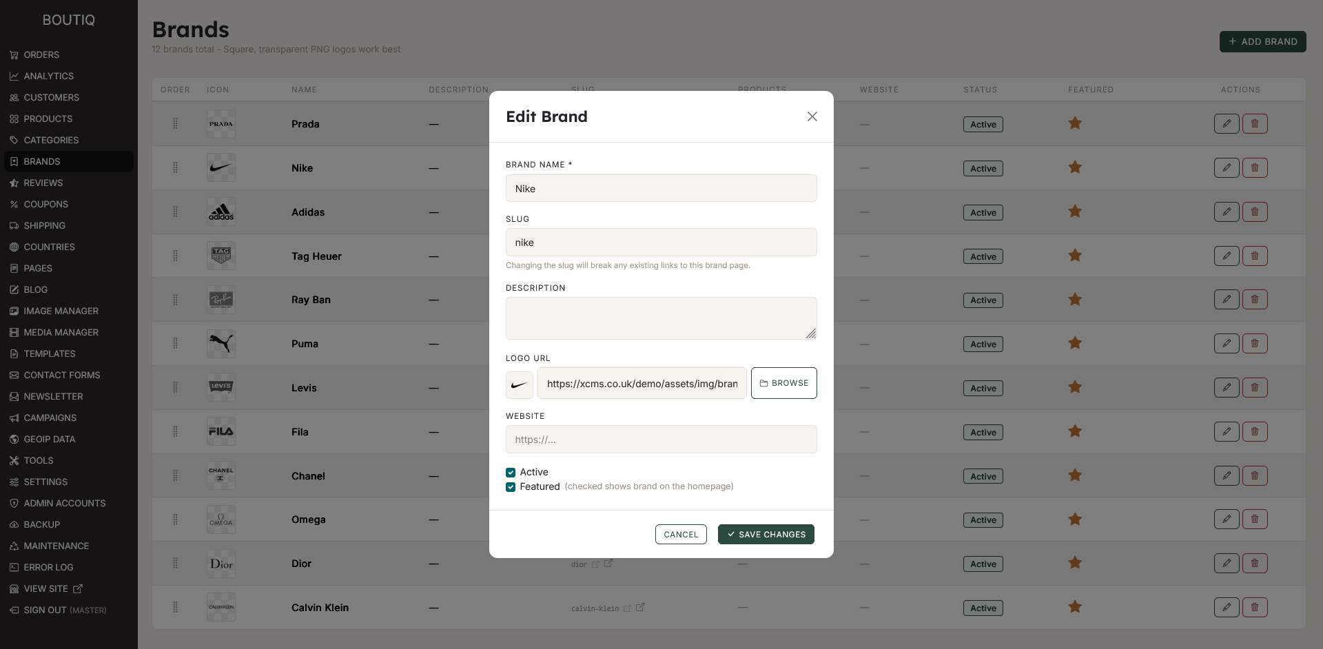 admin brands