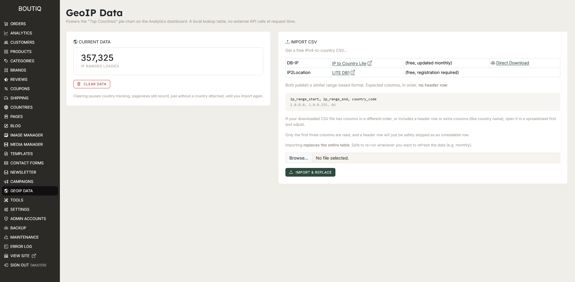 admin geo-ip data