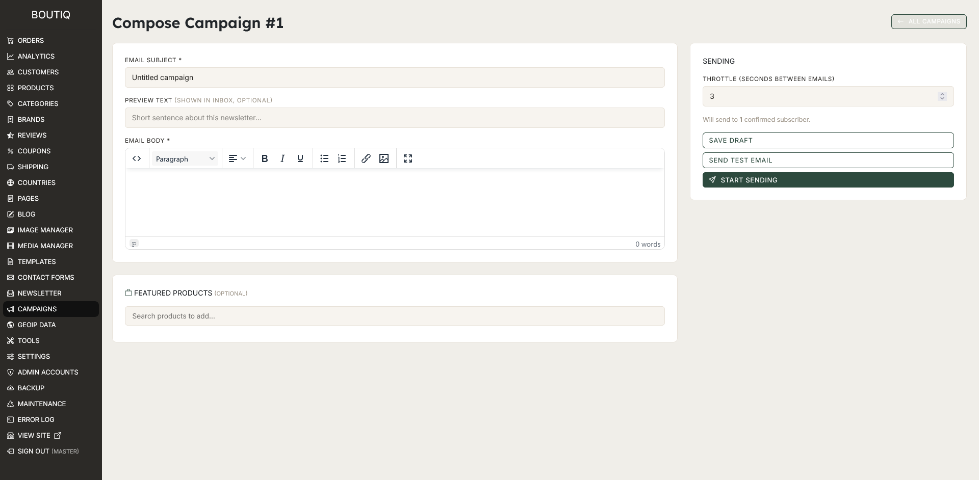 admin newsletter campaigns