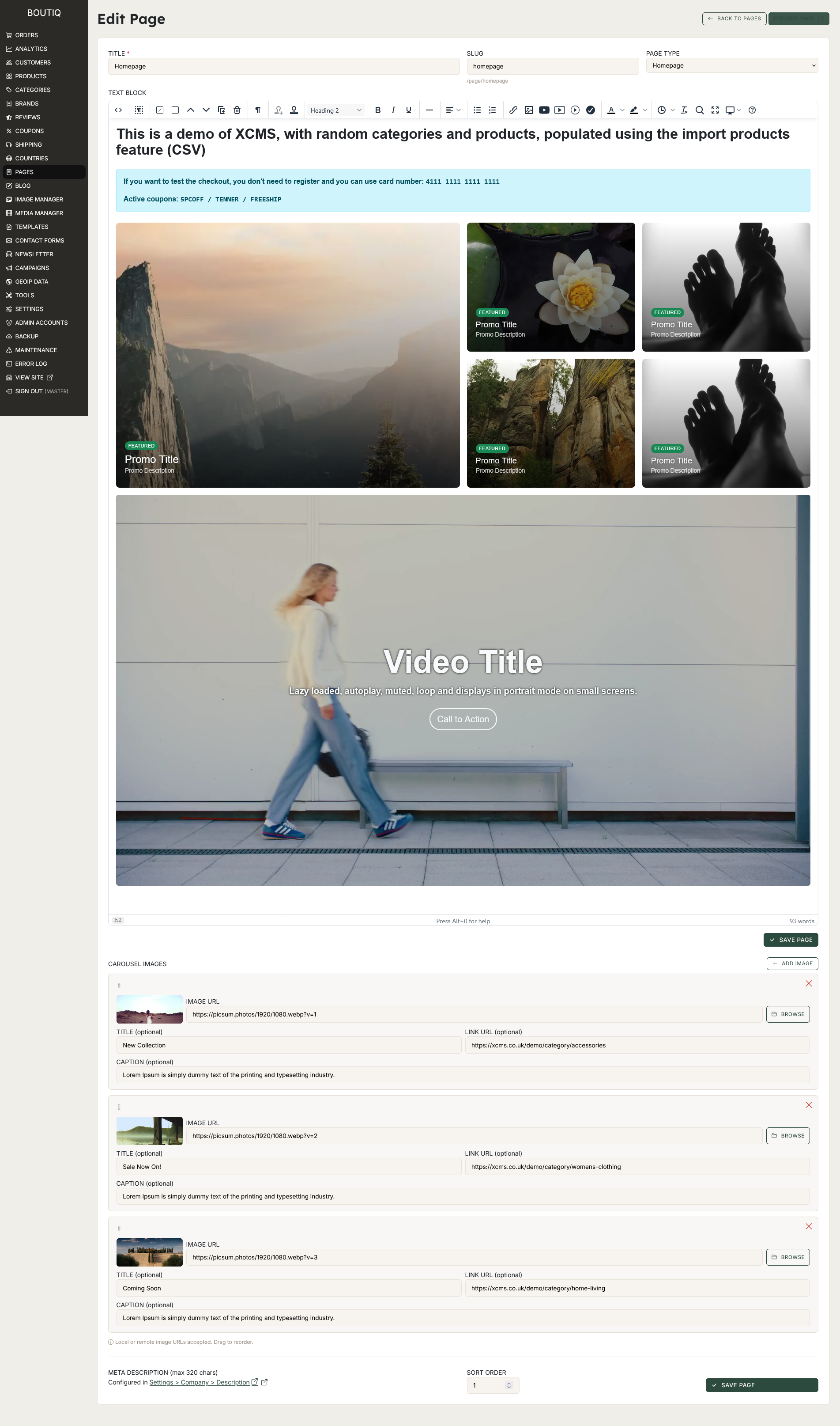admin page edit