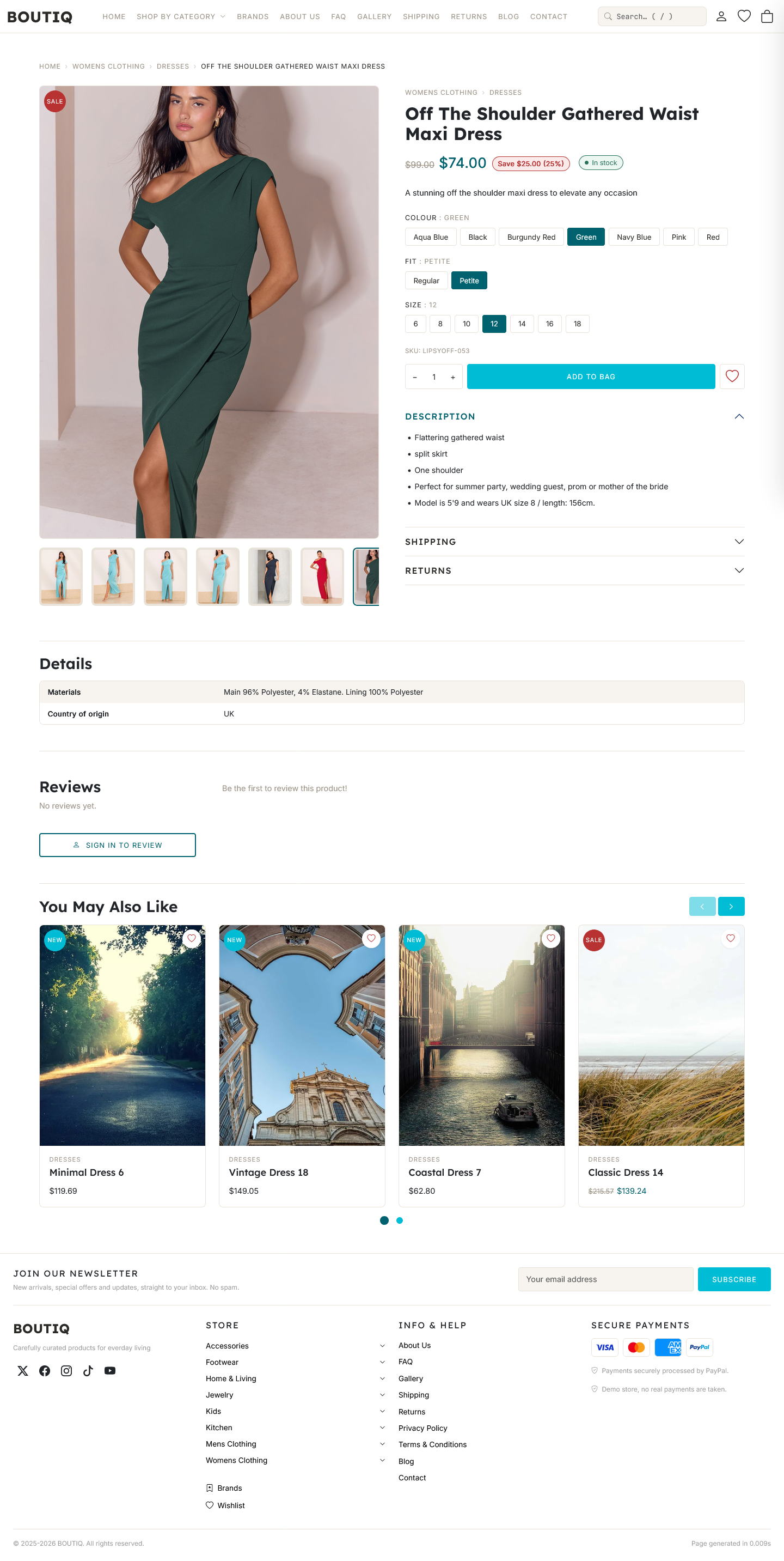variant product page